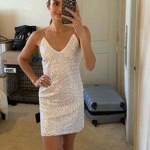 Lulus Force of Fashion White Backless Sequin
Mini Dress